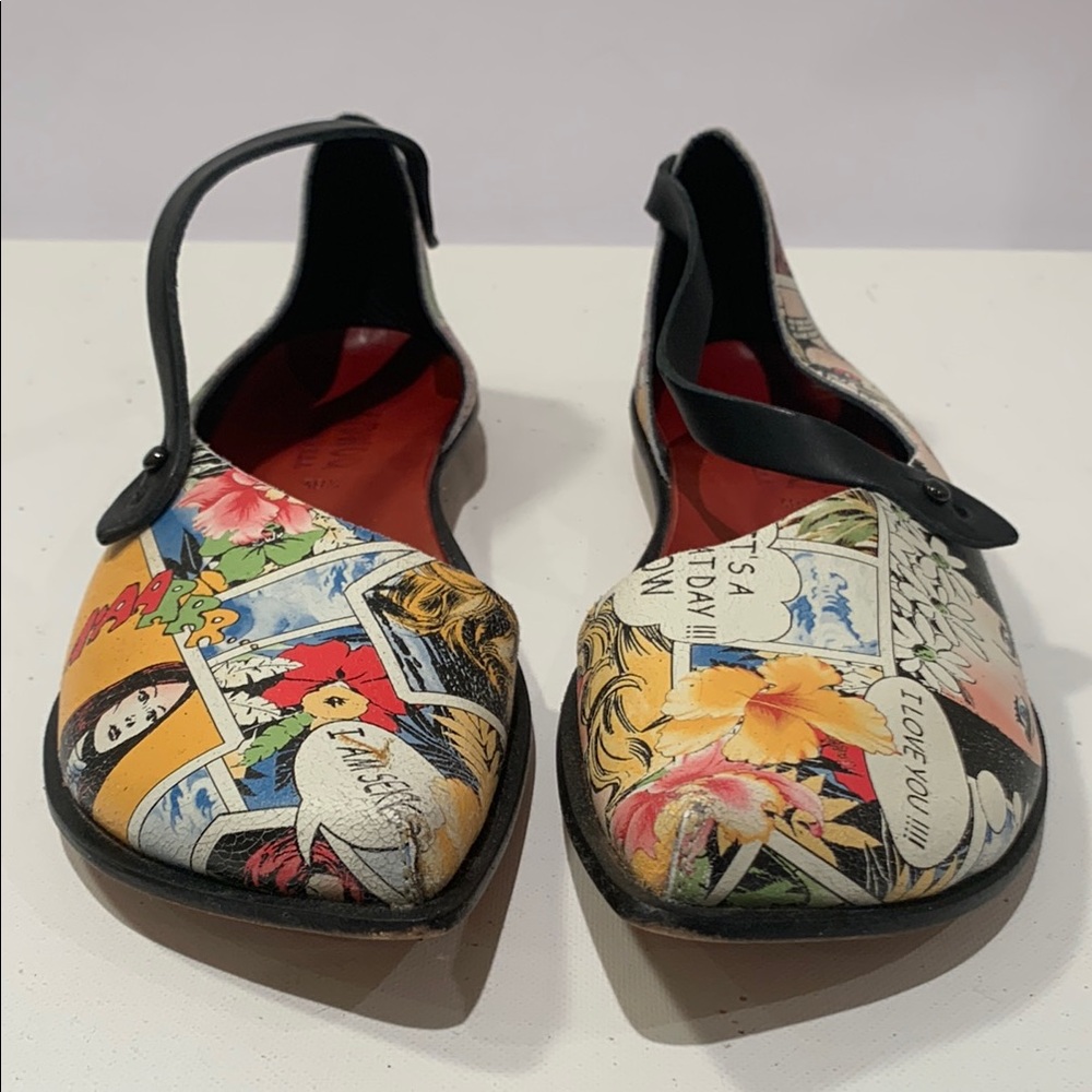 CYDWOQ Unique Women's Leather Shoes with Comic Print